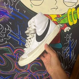 White and Black High-Top Sneakers